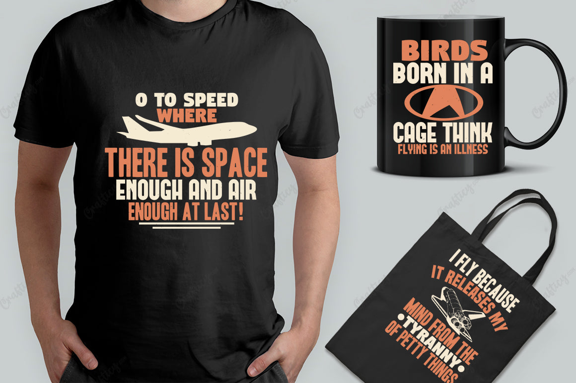 15 Editable Aviation T-Shirt Design Bundle