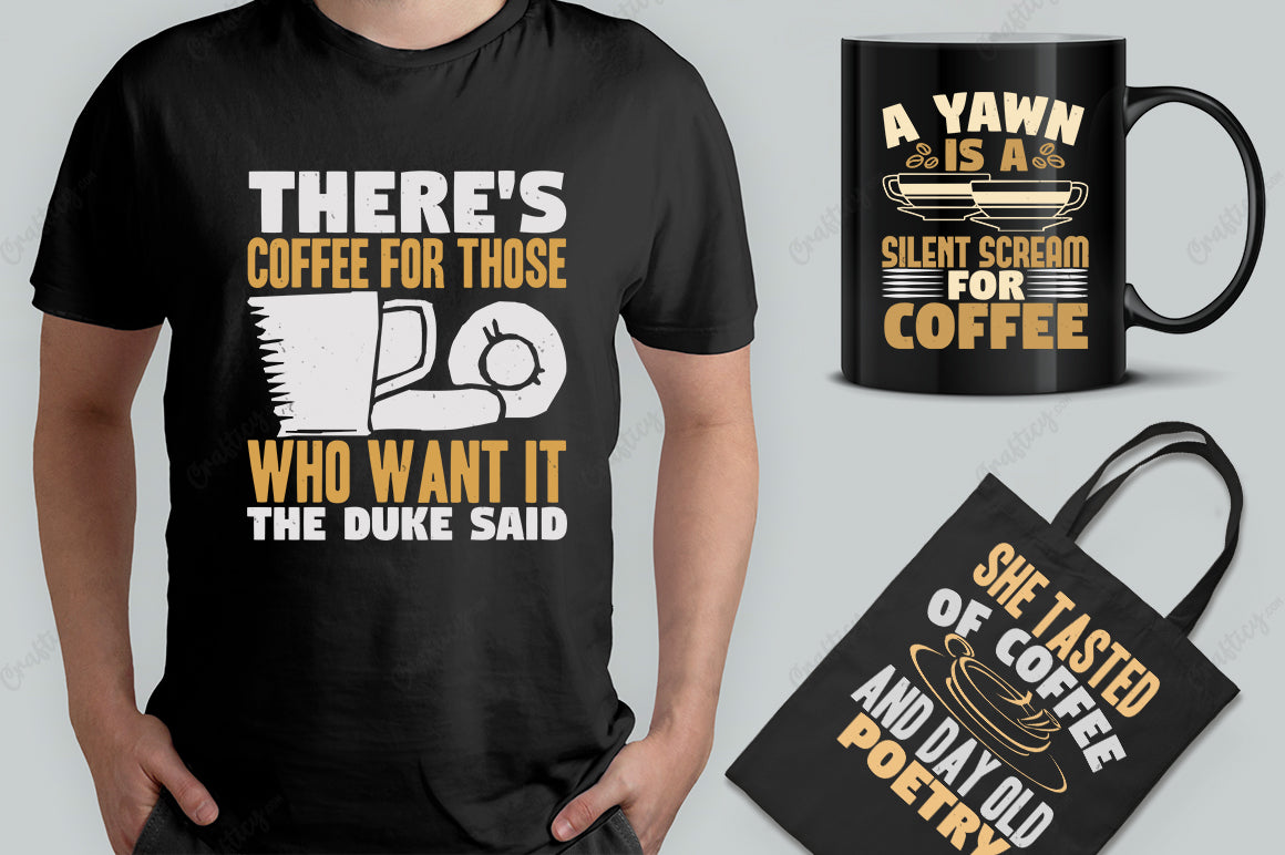 25 Editable Coffee T-Shirt Designs Bundle -Vol:2