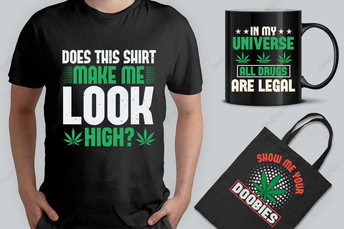 15 Editable Cannabis T-Shirt Designs Bundle