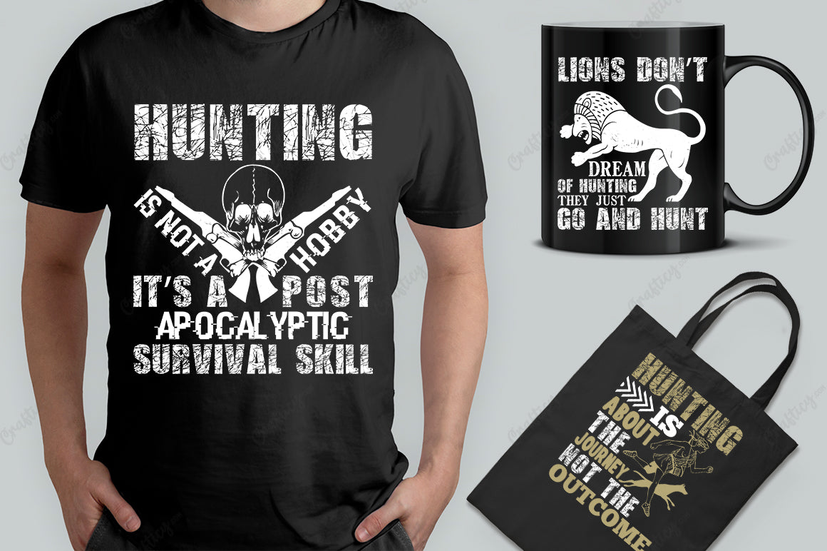 20 Editable Hunting T-Shirt Designs Bundle