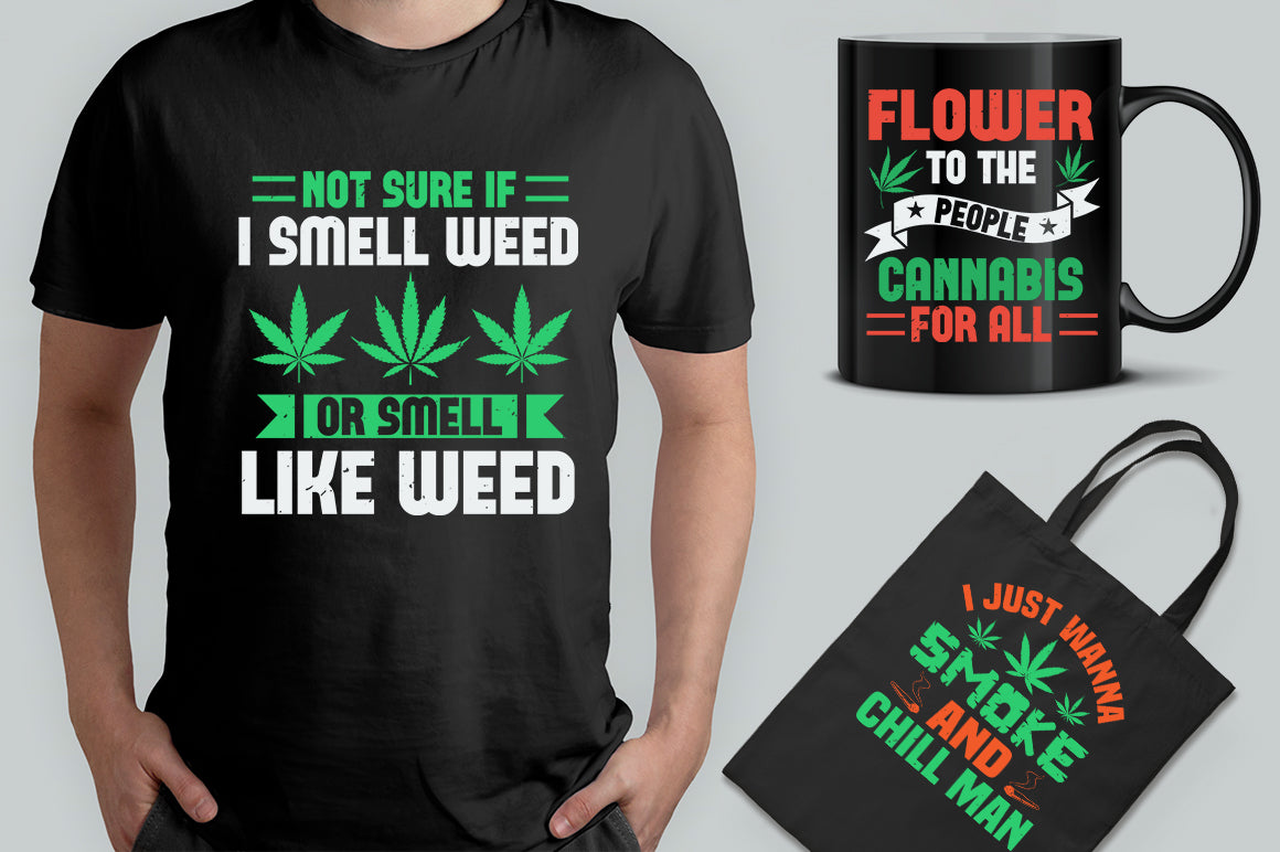 15 Editable Cannabis T-Shirt Designs Bundle -Vol:2