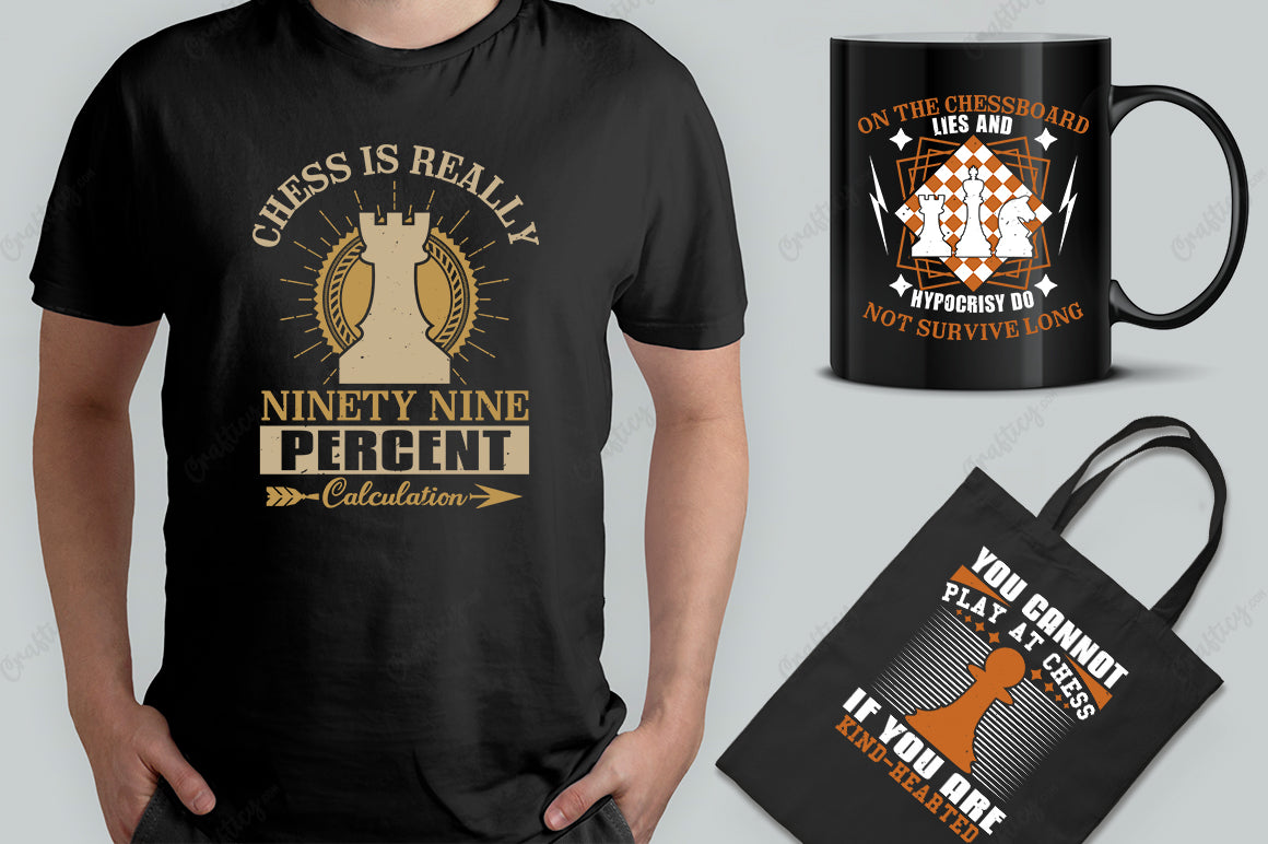 25 Editable Chess T-Shirt Designs Bundle -Vol:4