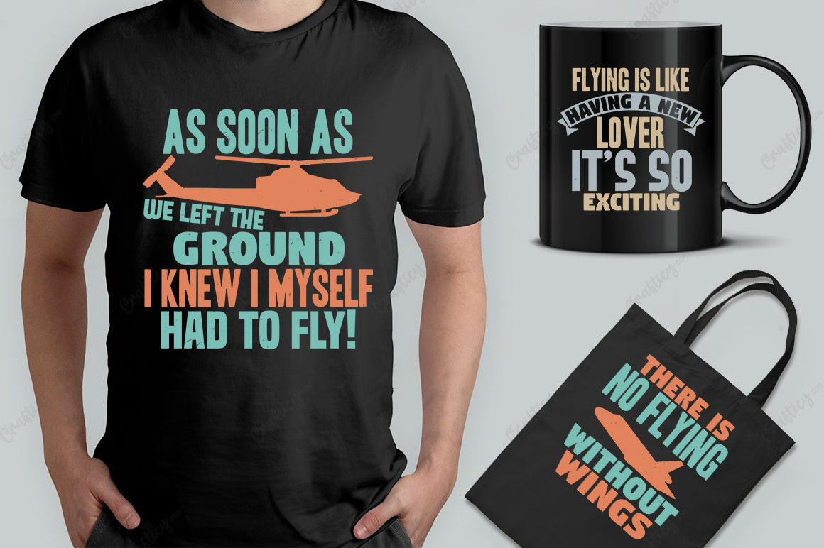 20 Editable  Aviation T-Shirt Designs Bundle