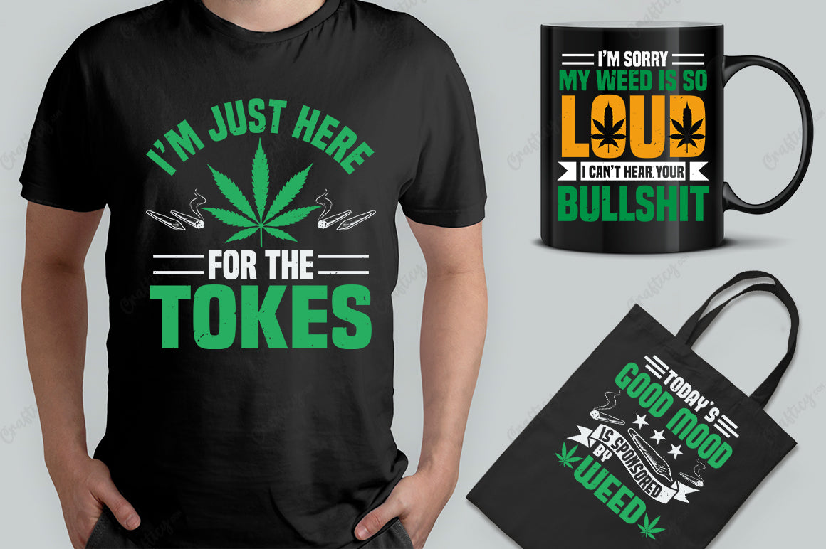 15 Editable Cannabis T-Shirt Designs Bundle