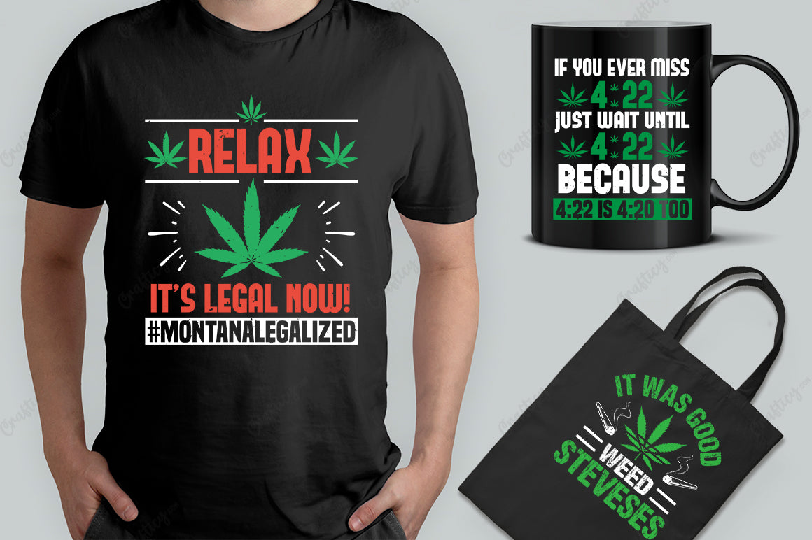 30 Editable Cannabis T-Shirt Designs Bundle