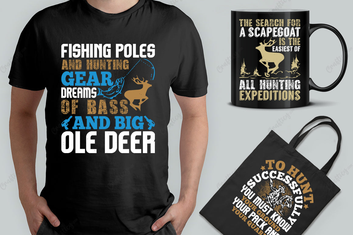 25 Editable Hunting T-Shirt Designs Bundle