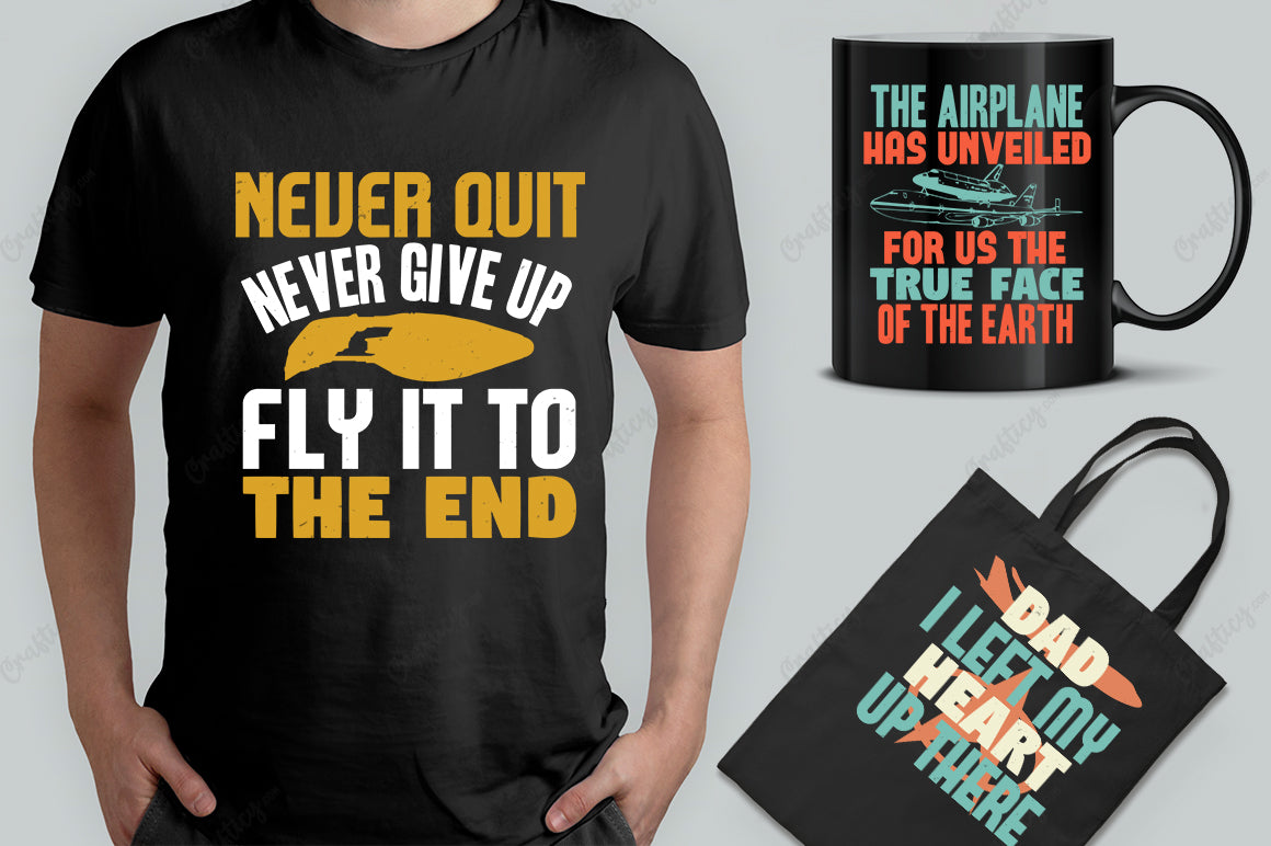 15 Editable Aviation T-Shirt Design Bundle