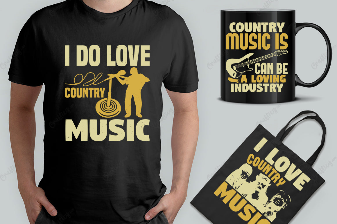 25 Editable Country Music T-Shirt Designs Bundle -Vol:2