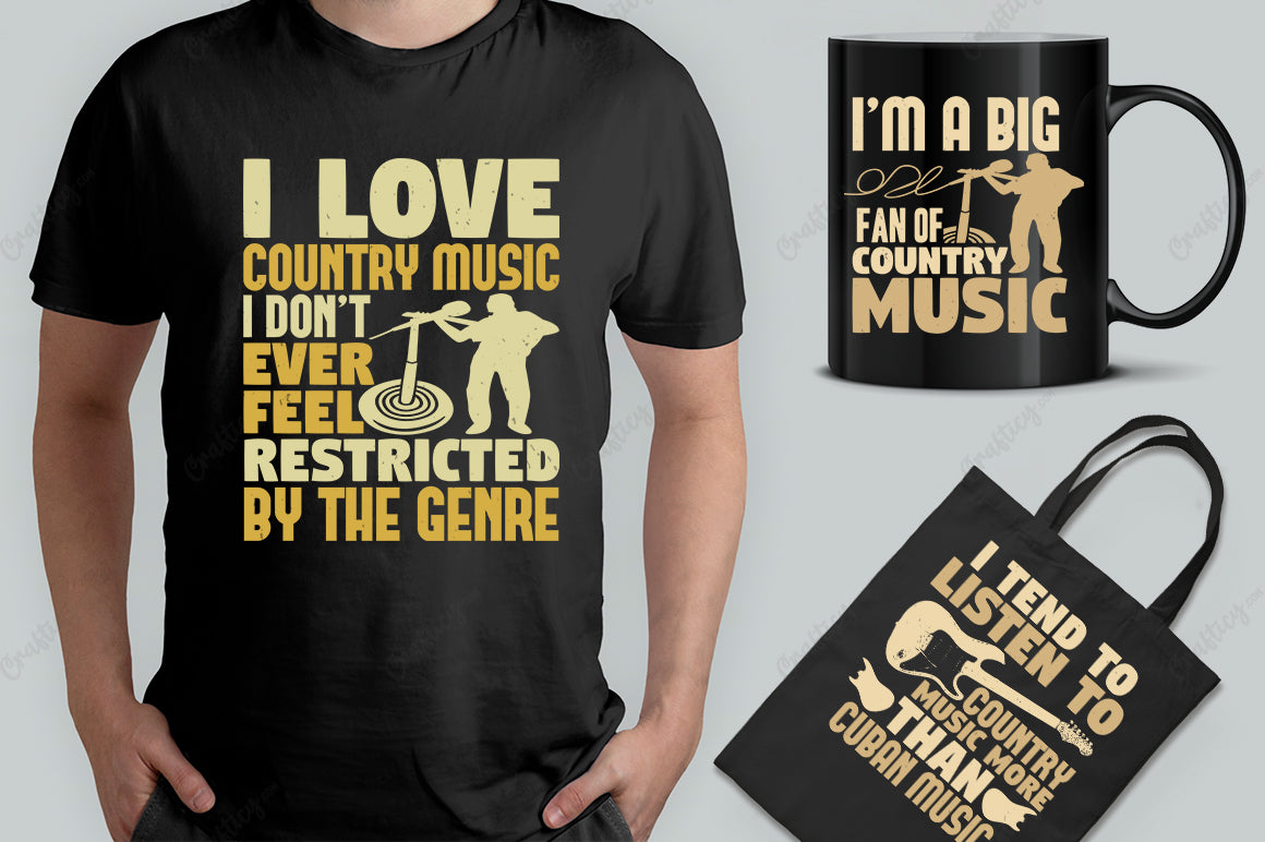 25 Editable Country Music T-Shirt Designs Bundle -Vol:2