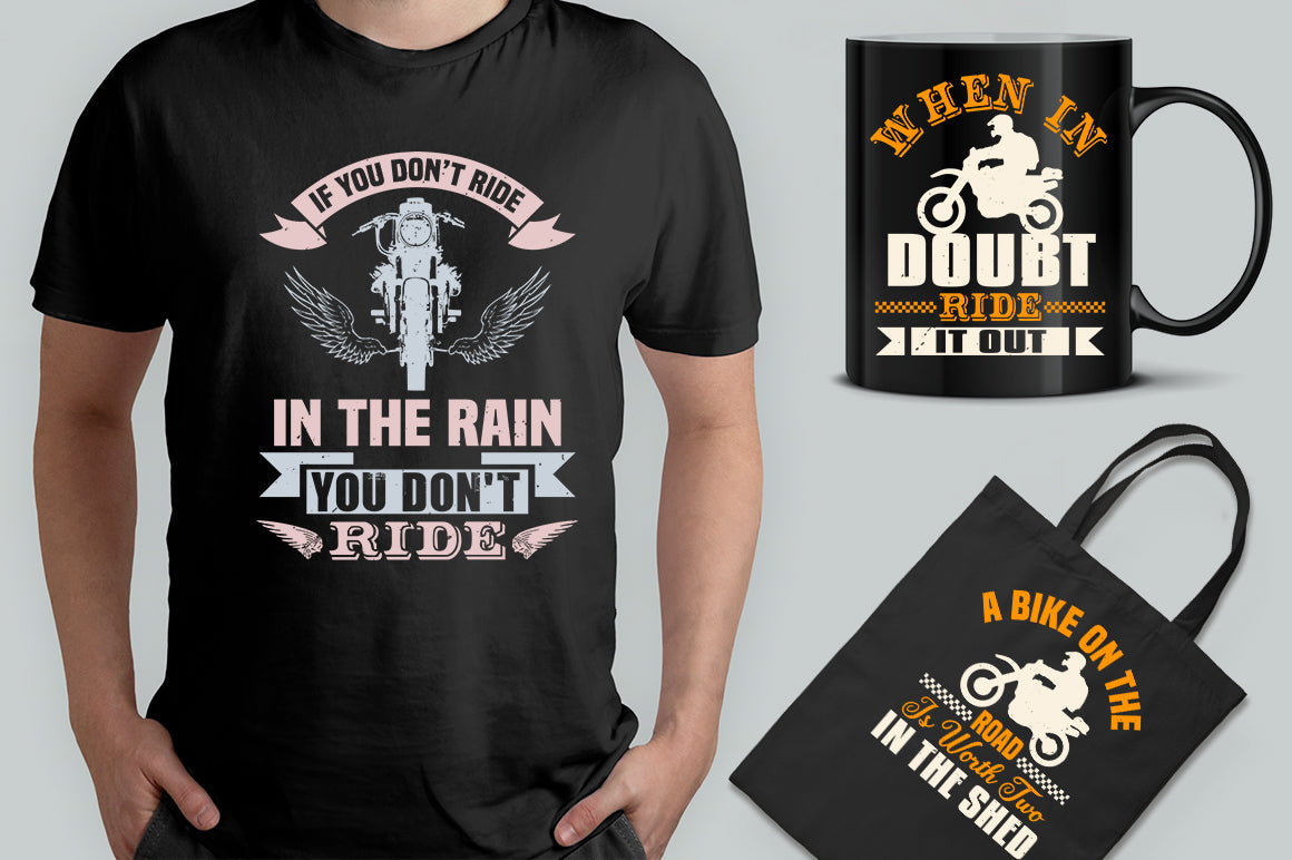 15 Editable Motorcycle T-Shirt Design Bundle