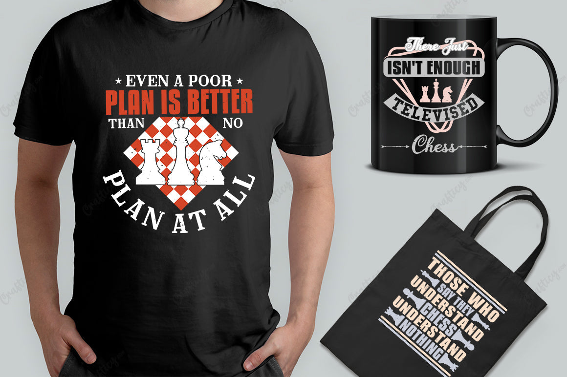 25 Editable Chess T-Shirt Designs Bundle