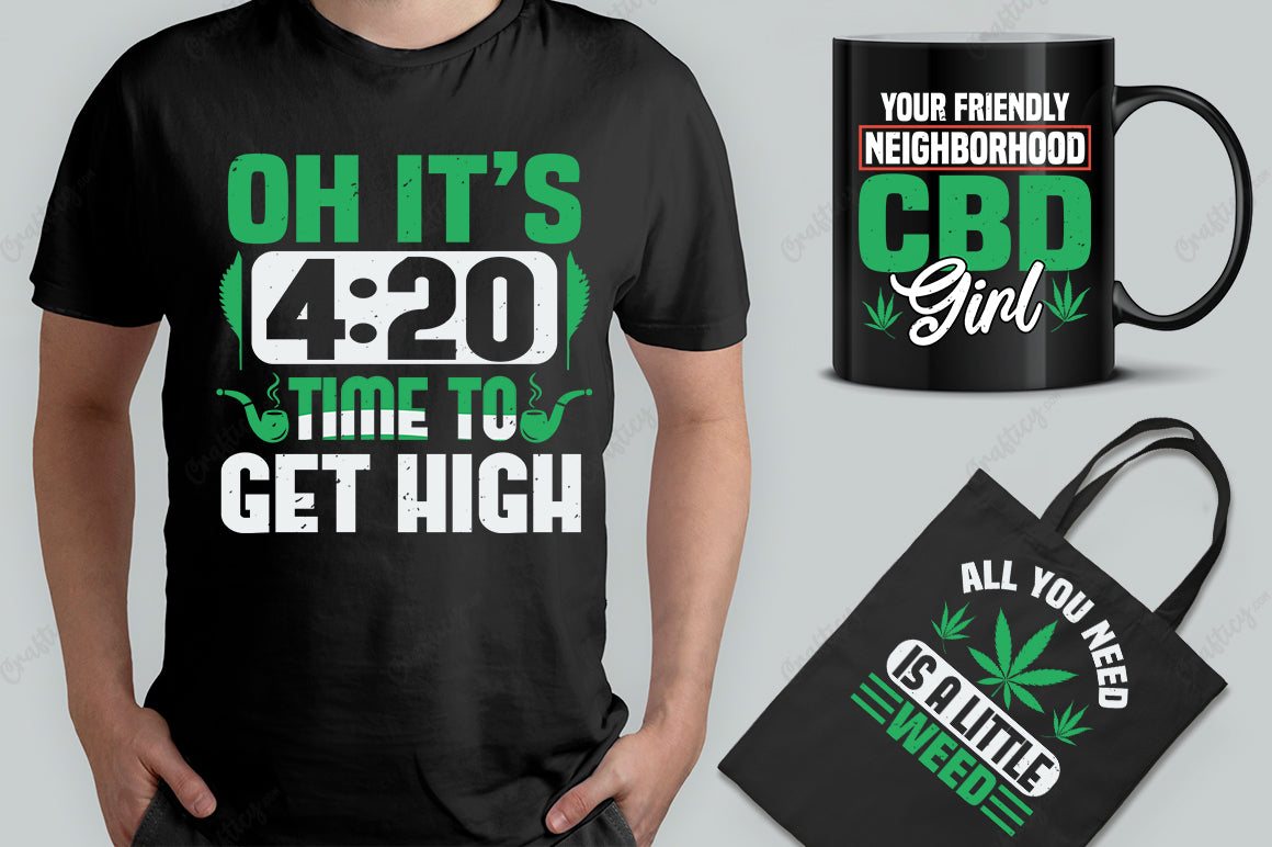 15 Editable Cannabis T-Shirt Designs Bundle