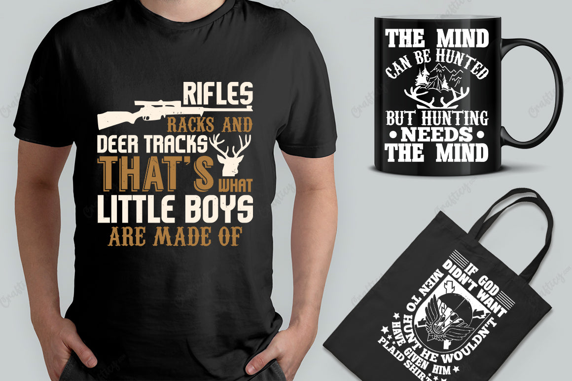 25 Editable Hunting T-Shirt Designs Bundle