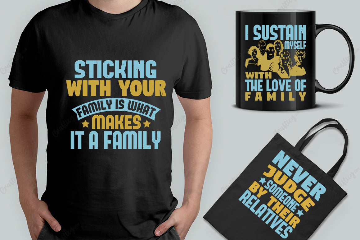 15 Editable Family T-Shirt Designs Bundle