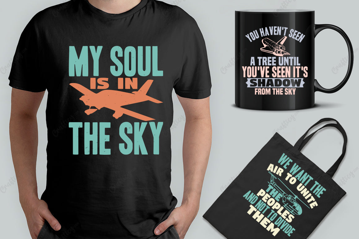 15 Editable Aviation T-Shirt Design Bundle