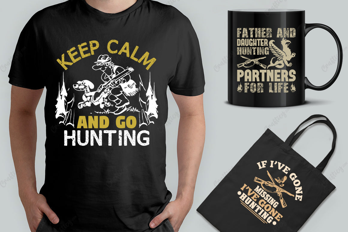 20 Editable Hunting T-Shirt Designs Bundle