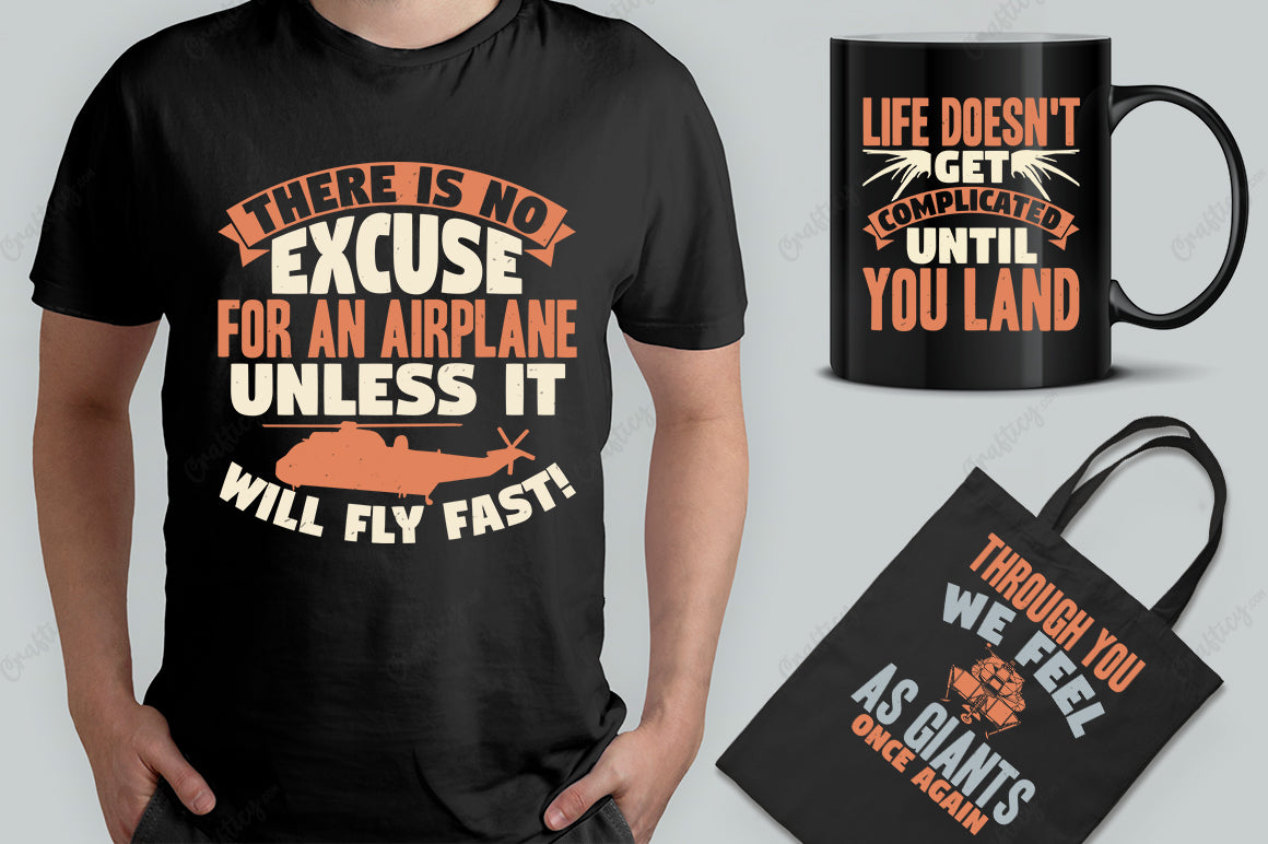 20 Editable  Aviation T-Shirt Designs Bundle