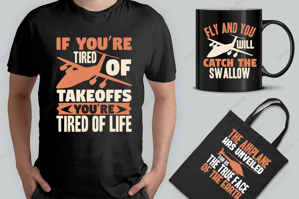 15 Editable Aviation T-Shirt Design Bundle