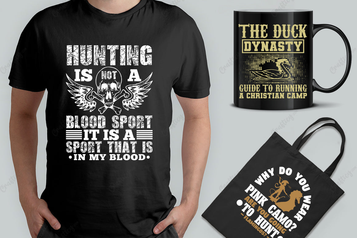 25 Editable Hunting T-Shirt Designs Bundle