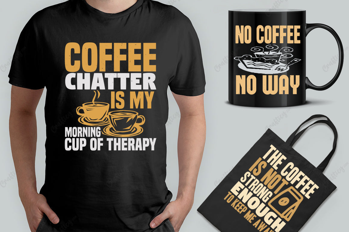 25 Editable Coffee T-Shirt Designs Bundle -Vol:2