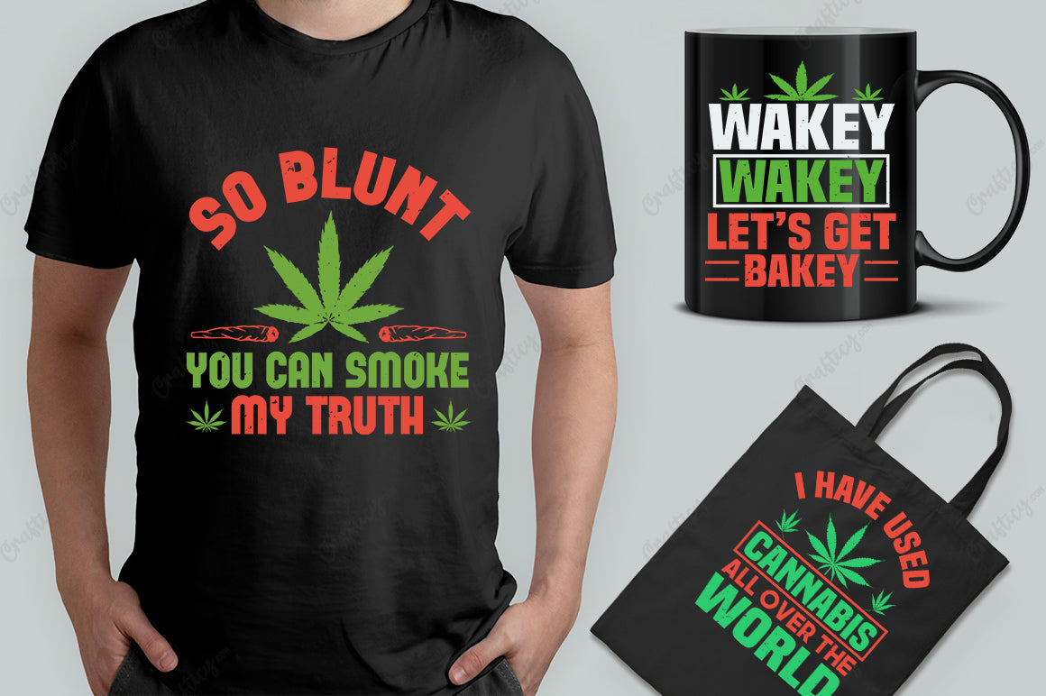 15 Editable Cannabis T-Shirt Designs Bundle -Vol:2