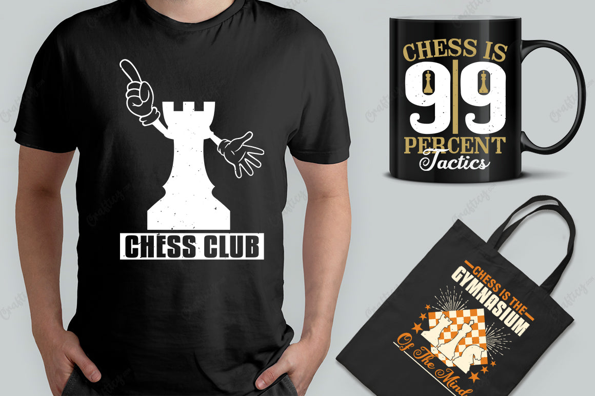 25 Editable Chess T-Shirt Designs Bundle