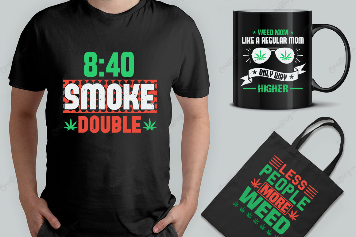 30 Editable Cannabis T-Shirt Designs Bundle