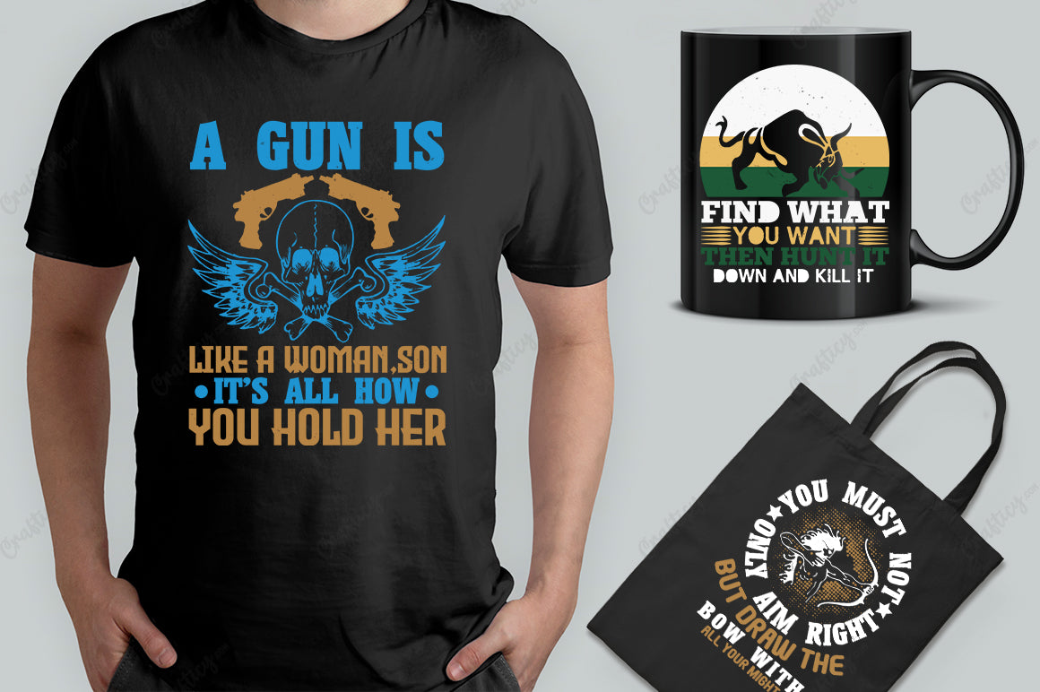 25 Editable Hunting T-Shirt Designs Bundle