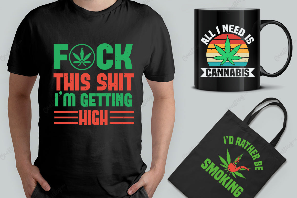 15 Editable Cannabis T-Shirt Designs Bundle -Vol:2