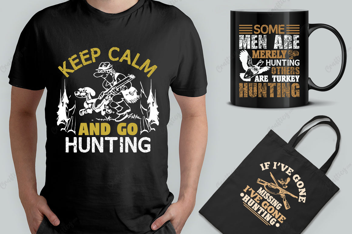 20 Editable Hunting T-Shirt Designs Bundle