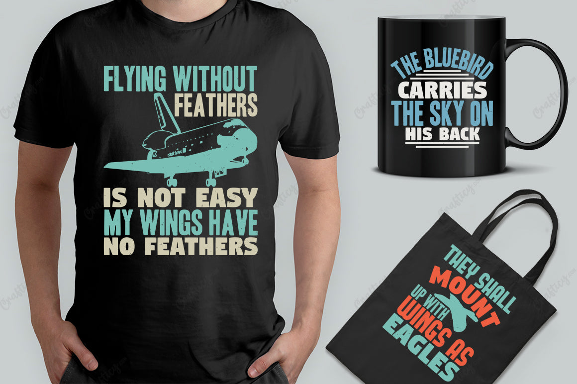 20 Editable  Aviation T-Shirt Designs Bundle