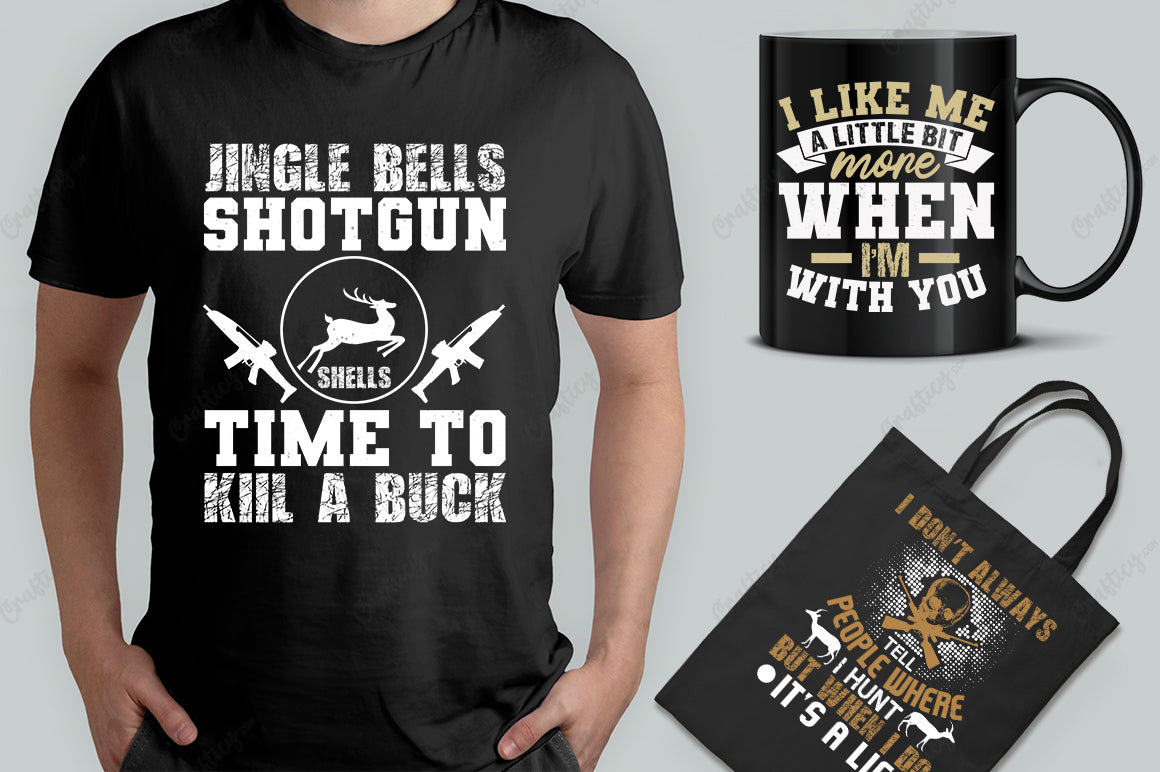 25 Editable Hunting T-Shirt Designs Bundle