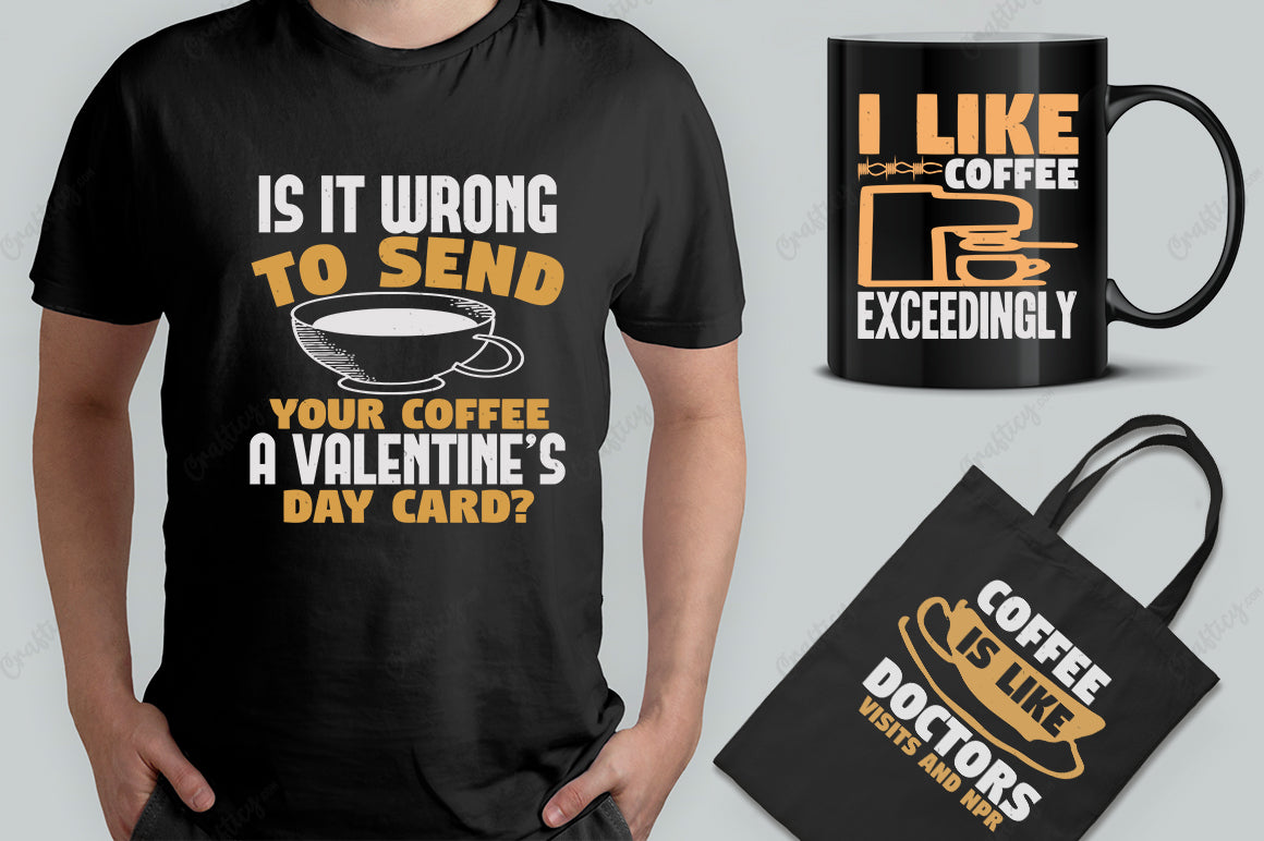 25 Editable Coffee T-Shirt Designs Bundle