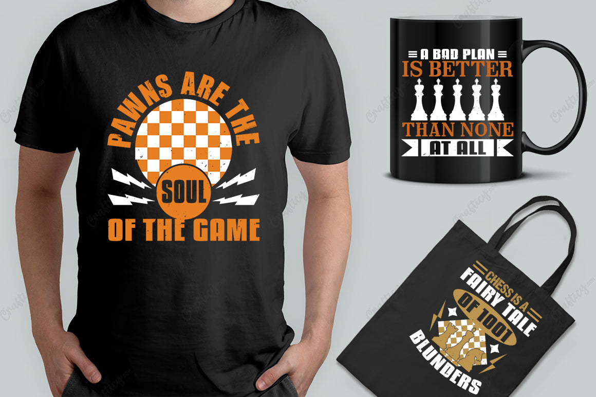 25 Editable Chess T-Shirt Designs Bundle -Vol:4