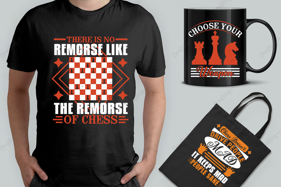 25 Editable Chess T-Shirt Designs Bundle