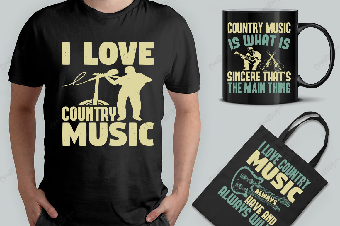 25 Editable Country Music T-Shirt Designs Bundle -Vol:2