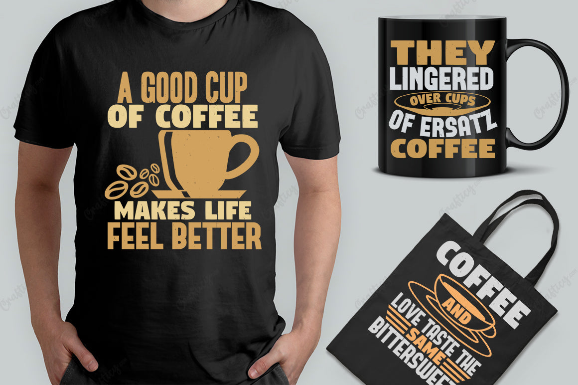 25 Editable Coffee T-Shirt Designs Bundle -Vol:2