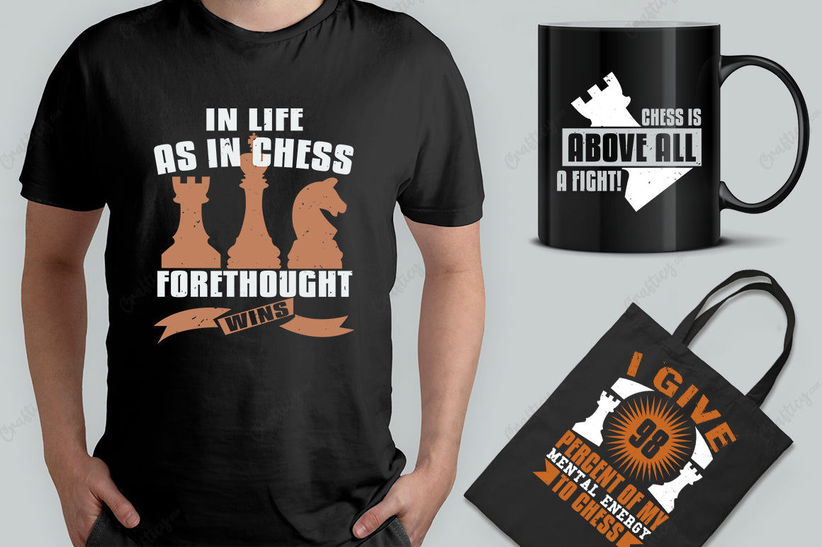 25 Editable Chess T-Shirt Designs Bundle -Vol:4