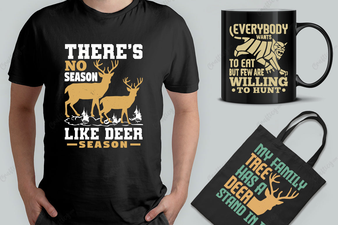 20 Editable Hunting T-Shirt Designs Bundle