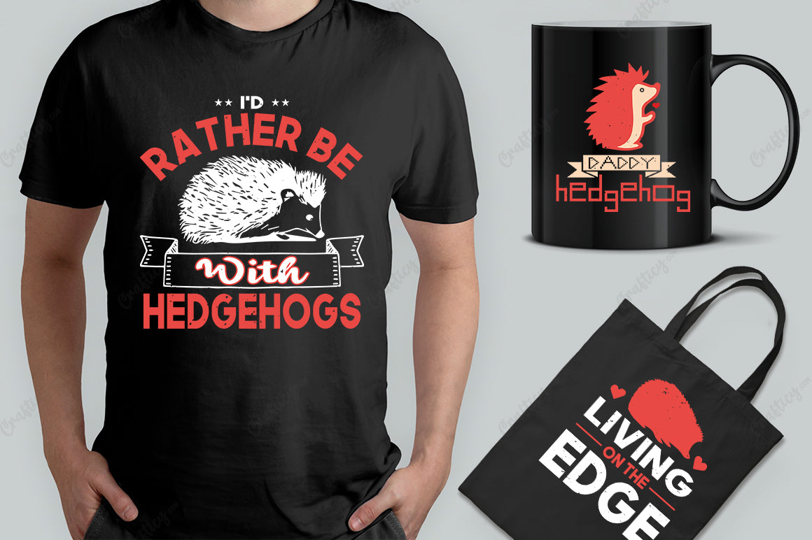 20 Editable Hedgehog T-Shirt Designs Bundle