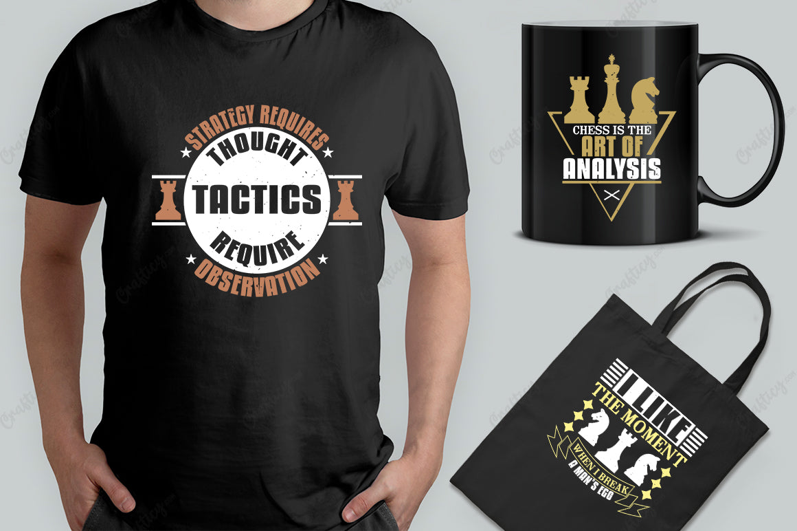 25 Editable Chess T-Shirt Designs Bundle -Vol:4