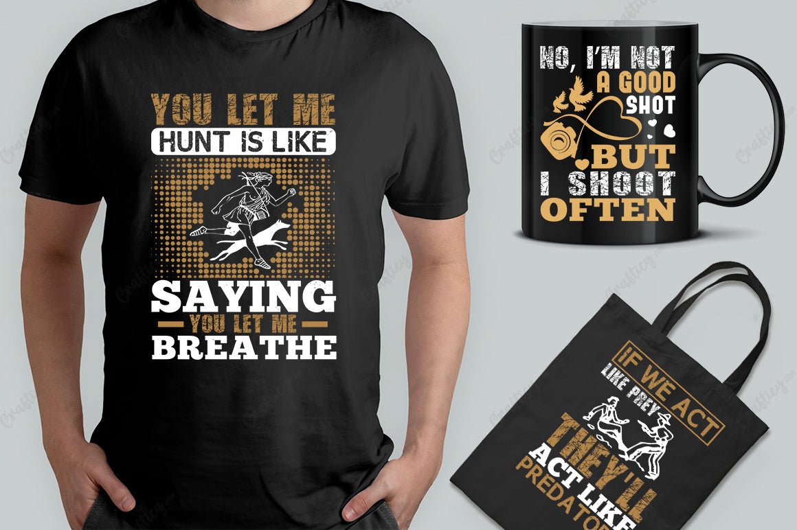 25 Editable Hunting T-Shirt Designs Bundle