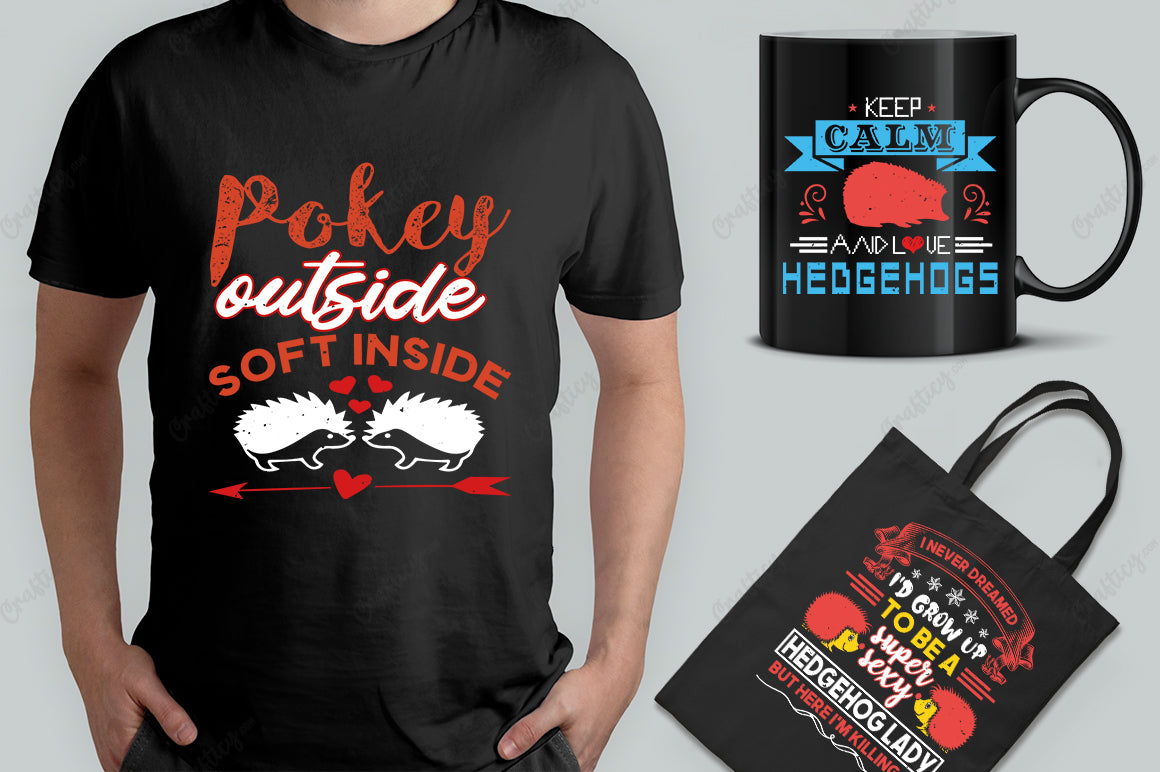 20 Editable Hedgehog T-Shirt Designs Bundle