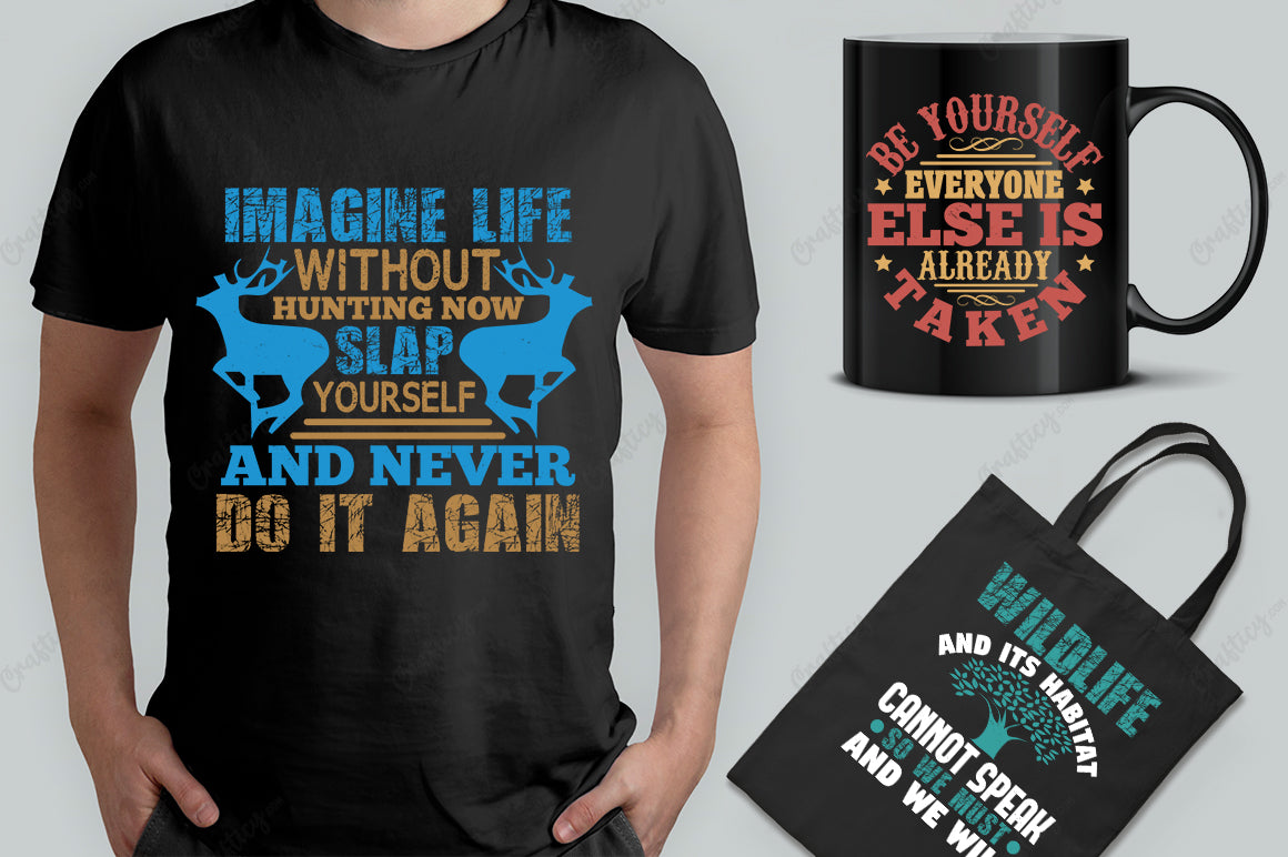 25 Editable Hunting T-Shirt Designs Bundle