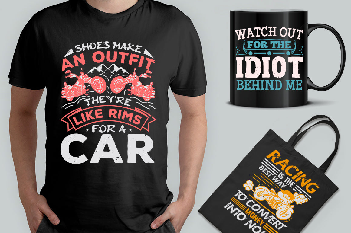 15 Editable Vehicle T-Shirt Designs Bundle