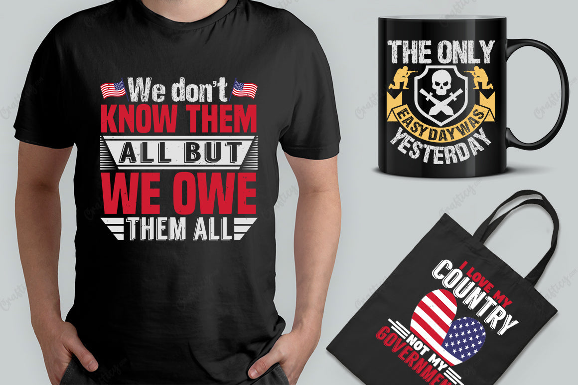 30 Editable Veteran T-Shirt Designs Bundle