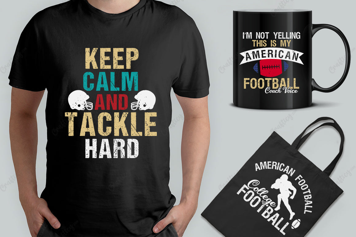 25 Editable American Football T-Shirt Design Bundle