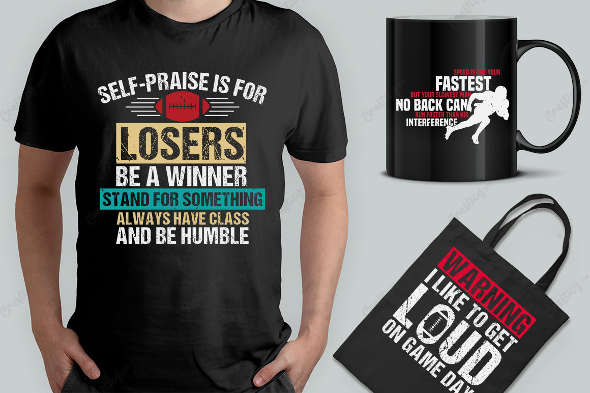 25 Editable American Football T-Shirt Designs Bundle