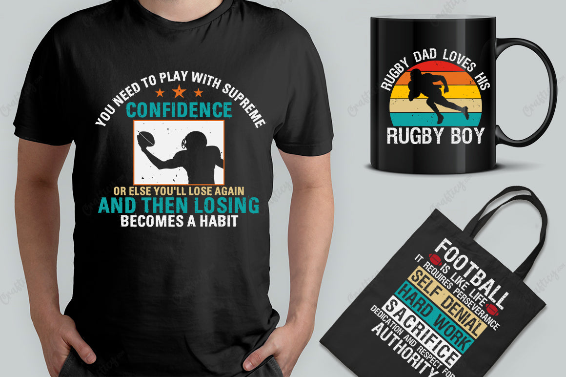 25 Editable American Football T-Shirt Designs Bundle