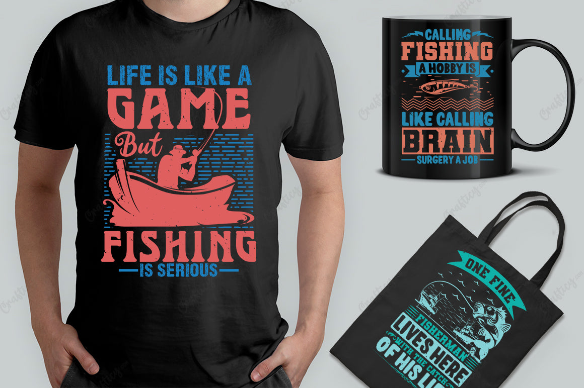 15 Editable Fishing T-Shirt Designs Bundle